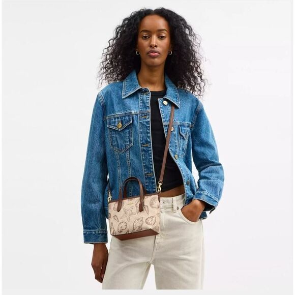 NWT Coach CBM65 City Mini Tote Bag Signature Canvas With Shell Print Gold/Sand - Picture 3 of 7